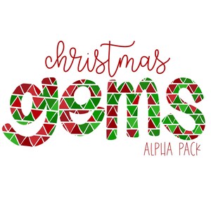 Conjunto de letras PNG do alfabeto digital desenhado à mão com joias de Natal | Fonte Alphapack | PNG | Arte | Letra Doodle de sublimação | Letras de transferência