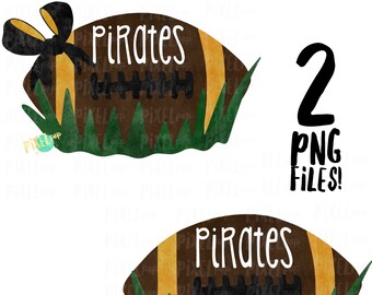 Pirates Black and Gold Football Watercolor Hand Drawn Sublimation PNG | Digital Design | Transfer | Digital Print | Printable | Clip Art
