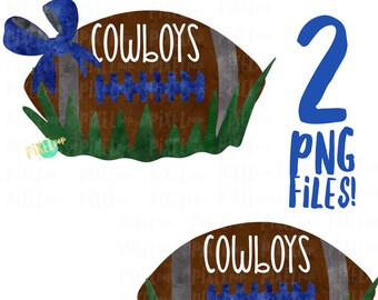 Fútbol americano plateado y azul de los Cowboys, dibujado a mano, sublimación digital PNG / Diseño digital / Transferencia de calor / Impresión digital / Imprimible / Clip Art