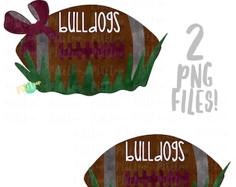 Bulldogs Maroon and Grey Football Watercolor Hand Drawn Sublimation PNG | Digital Design | Transfer | Digital Print | Printable | Clip Art