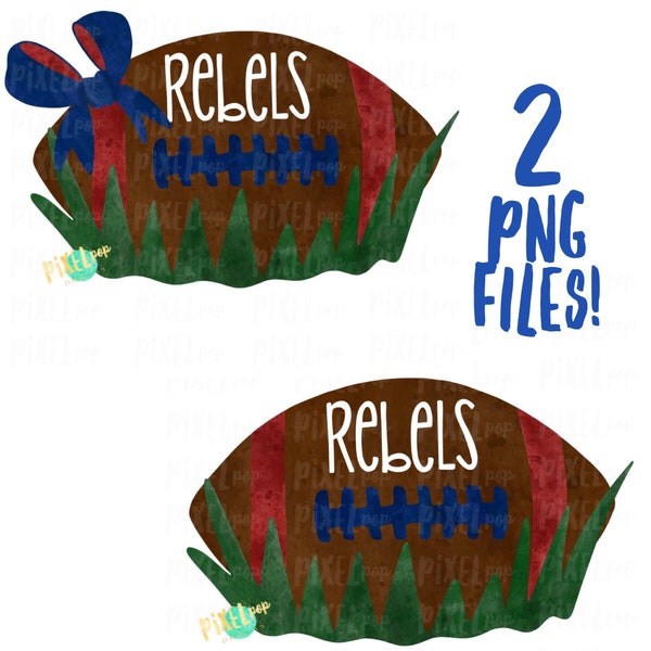 Rebels Blue and Red Football Watercolor Hand Drawn Sublimation PNG | Digital Design | Transfer | Digital Print | Printable | Clip Art