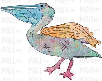 Design de Sublimação Pelican Beach PNG | Design de Sublimação Desenhado à Mão | PNG de Sublimação | Download Digital | Arte para Imprimir | Arte