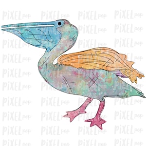 Pelikan Strand Sublimationsdesign PNG | Hand gezeichnetes Sublimationsdesign | Sublimation PNG | Digitaler Download | Druckbare Kunst | Artnr