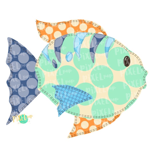 Faux Applique Patchwork Fish Boy Sublimation PNG Design | Hand Drawn | Sublimation PNG | Digital Download | Printable Artwork | Press Art
