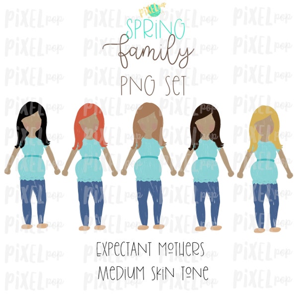 Les femmes enceintes enceintes SPRING Medium Skin Tone Stick People Figure Membres PNG (fr) Ornement de famille (en anglais) Images de portrait de famille (fr) Art numérique