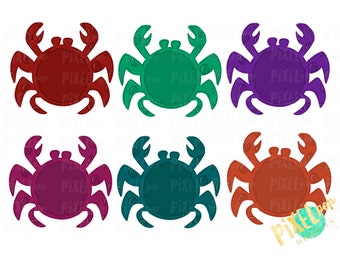Crab Monogram PNG Beach Ocean Sublimation Design Set | Hand Drawn PNG | Sublimation PNG | Digital Download | Printable Art | Clip Art
