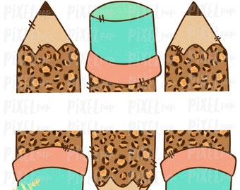 Leopard Pencil Trio Blank  Sublimation Design | Hand Drawn Sublimation Design | Sublimation PNG | Digital Download | Printable Artwork | Art