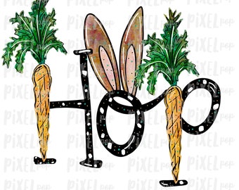 Hop Bunny Carrot Rabbit Easter Transfer Design PNG | Sublimation Design | Heat Transfer PNG | Digital Download | Printable Art | Clip Art