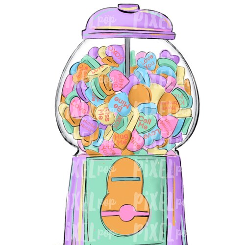 Candy Heart Gumball Machine PNG Valentine's Day - Etsy