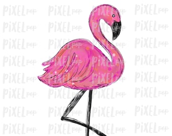 Flamingo Bird PNG | Pink Flamingo Sublimation Design | Hand Painted Bird | Watercolor Bird Digital Download | Printable Art | Clip Art