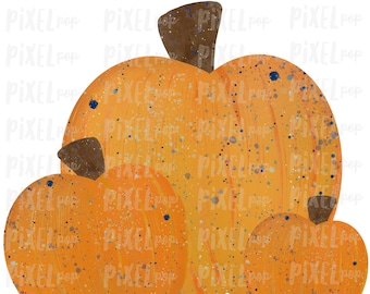 Pumpkin Trio Watercolor with Blue Accents Sublimation Design | Hand Drawn Art | Sublimation PNG | Digital Download | Printable Artwork | Art