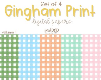 Micro Gingham Digitales Papier Set von Fünf Volumen 1 PNG | Handgemalte Kunst | Sublimation PNG | Digitaler Download | Digitales Scrapbooking Papier