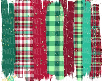 Christmas Plaid Red Green Brush Stroke Background Sublimation PNG | Plaid Background | Holiday | Art | Digital Print | Printable | Clip Ar