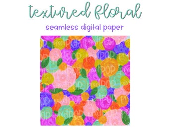 Textured Floral Seamless Digital Paper PNG | Floral Art | Hand Painted | Sublimation | Digital Download | Digital Scrapbooking Paper