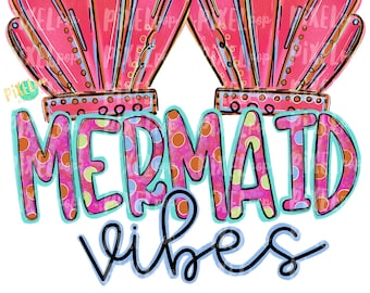 Mermaid Vibes Pink PNG | Mermaid | Mermaid Design | Mermaids | Mermaid PNG | Sea | Sublimation Design | Heat Transfer PNG | Digital Art |