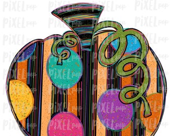 Striped and Speckled Pumpkin Sublimation PNG | Hand Drawn Sublimation Design | Sublimation PNG | Digital Download | Printable Artwork | Art