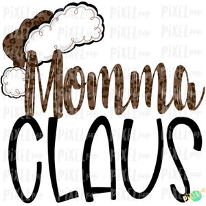 Momma Claus Leopard Santa Digital Watercolor Sublimation PNG | Drawn Design | Sublimation PNG | Digital Download | Printable Artwork | Art