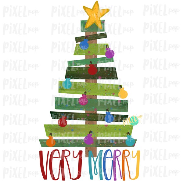 Very Merry Wood Pallet Christmas Tree Sublimation PNG | Hand Painted Design | Sublimation PNG | Digital Download | Printable Artwork