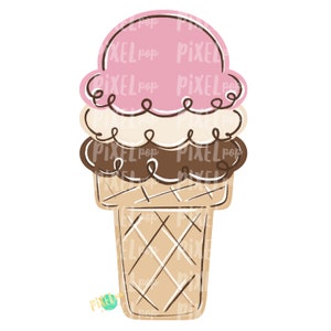 Neopolitan Ice Cream PNG | Ice Cream | Sweets | Sublimation Design | Hand Painted Digital Art | Digital Download | Printable | Clip Art