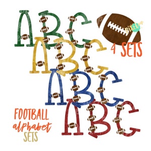 QUATRO Conjuntos de Letras do Alfabeto de Futebol | Fonte Alphapack | Clipart | Fonte | Aquarela | PNG | Letra Doodle de Sublimação | Letras de Transferência