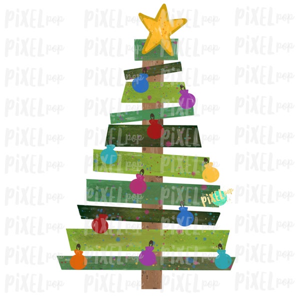 Wood Pallet Christmas Tree Sublimation PNG | Hand Painted Design | Digital Clip Art | Sublimation PNG | Digital Download | Printable Artwork