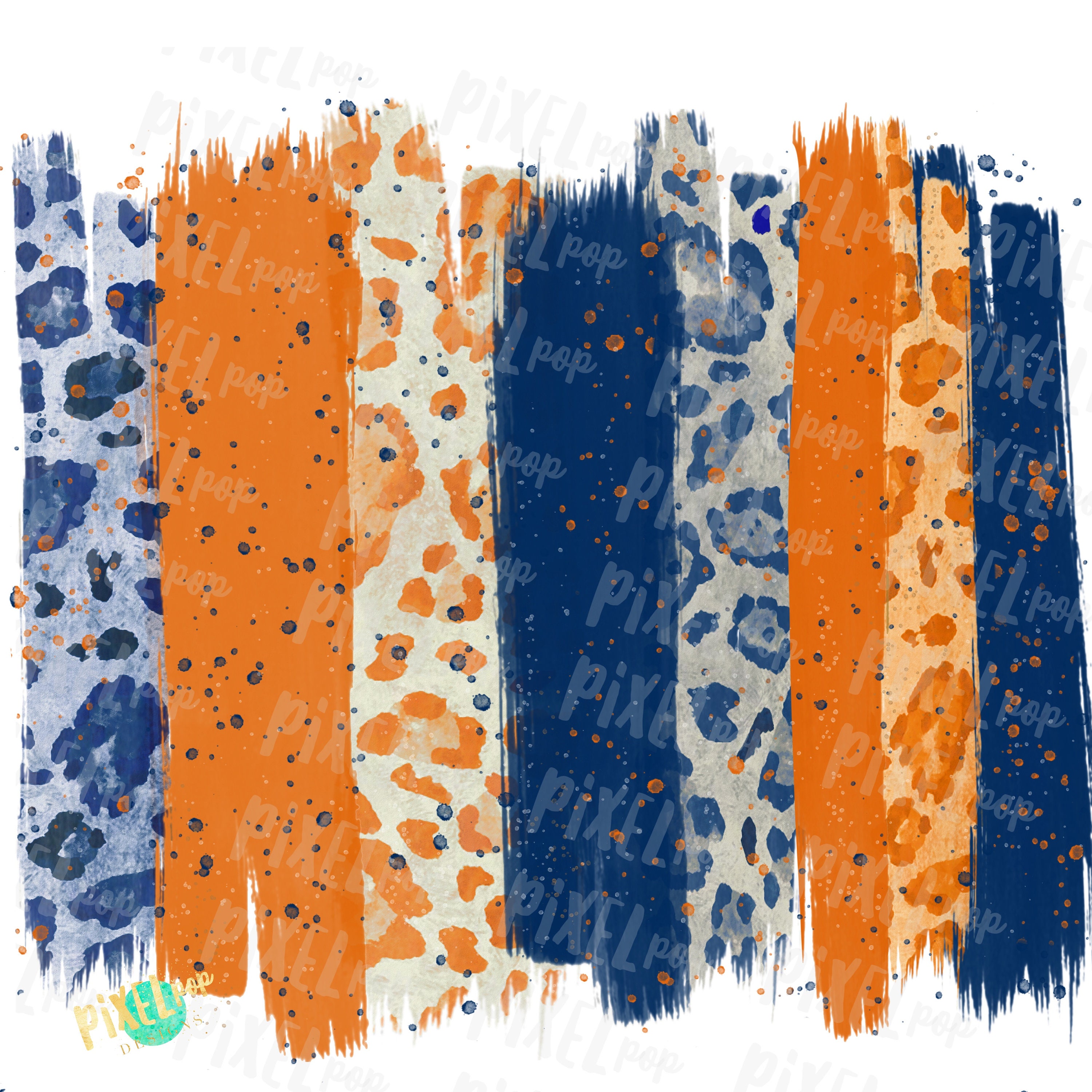 Navy and Orange Paint Stroke Background Sublimation PNG Team Etsy