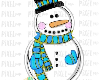 Snowman Blue PNG | Sublimation Design | Snowman | Snowman Sublimation | Hand Drawn Design | Winter Art | Digital Download | Printable Art