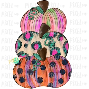 Funky Stacked Pumpkins Navy Sublimation Design | Hand Drawn Design | Sublimation PNG | Digital Download | Printable Artwork | Art