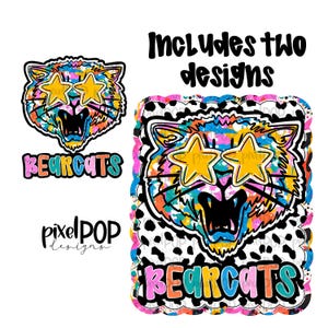 Graffiti Dotty Bearcats Hand Drawn Style PNG Designs | School Mascot Digital Design | Bearcats | Sublimation DTF Screenprint Transfer Art