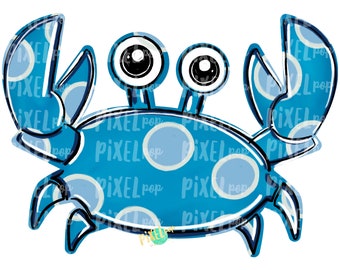 Blue Crab Polka Dot Design PNG | Crab | Coastal Art | Ocean | Crab Art | Sublimation Design | Digital Download | Printable Art | Clip Art