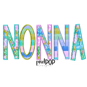 Nonna Floral and Stripe Design PNG | Nonna Art | Nonna | Nonna Design | Hand Drawn | Sublimation PNG | Digital Download | Mother&#39;s Day | Art