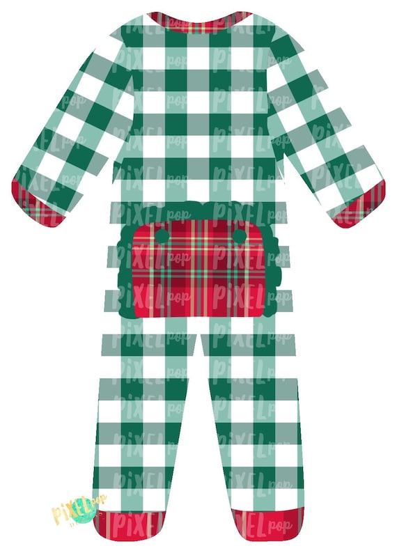 Green Plaid RUFFLED Bum Flap Pajama Ornament PNG Christmas Pajama