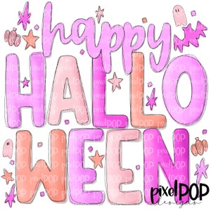 Happy Halloween Girlie Pink PNG | Halloween Art Design | Happy Halloween | Happy Halloween Digital Art | Printable Art | Digital Download
