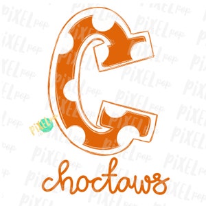 C Choctaws Orange White Sublimaition Digital PNG Clip Art | Sublimation Design | Heat Transfer PNG | Digital Download | Printable | Clip Art