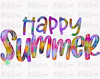 Happy Summer Watercolor Sublimation Design PNG | Hand Drawn PNG | Sublimation PNG | Digital Download | Printable Art | Summer Seasons Art