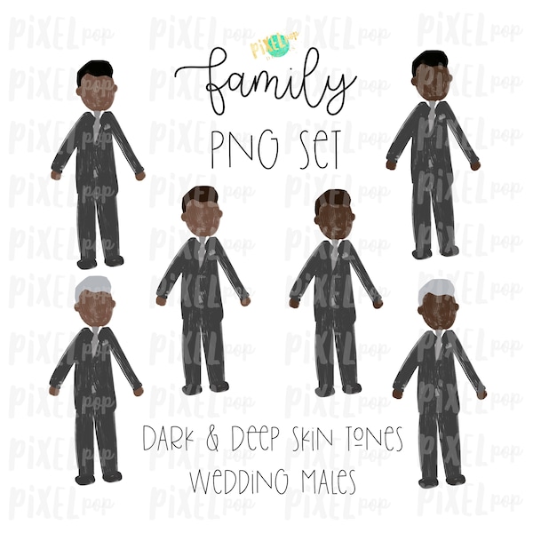 Dark - Deep Skin Wedding Males Stick People Figure Family Members PNG Sublimation (en anglais seulement) Ornement de famille (en anglais) Images de portrait numérique de famille (en anglais) Art