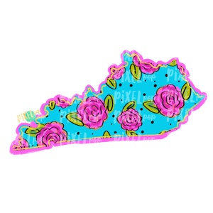 State of Kentucky Shape Blue Floral PNG | Kentucky State | Home State | Sublimation Design | Heat Transfer | Digital | Flower Background