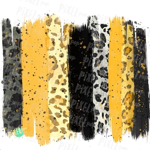 Schwarz und gelb Pinselstrich Hintergrund Hand gezeichnet Sublimation PNG | Team Farben | Bügelbild | Digitaldruck | Druckbar | Clip Ar