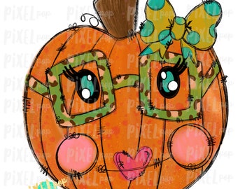 Funky Nerd Pumpkin with Glasses Sublimation PNG | Hand Drawn Digital Design | Sublimation PNG | Digital Download | Printable Artwork | Art