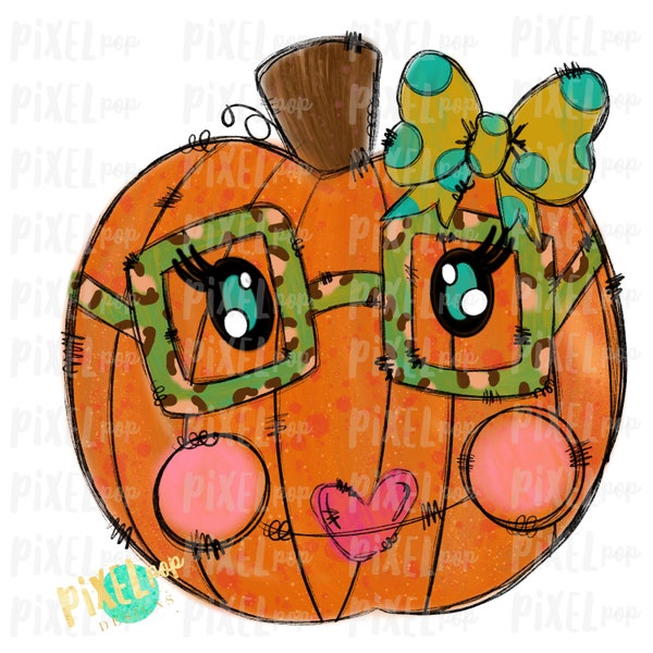 Funky Nerd Pumpkin with Glasses Sublimation PNG | Hand Drawn Digital Design | Sublimation PNG | Digital Download | Printable Artwork | Art
