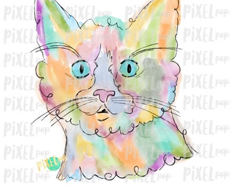 Cat Watercolor Art Sublimation Transfer Design PNG | Sublimation Design | Digital Artwork PNG | Digital Download | Printable Art | Clip Art