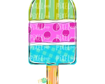 Summer Popsicle Design PNG | Popsicle | Pop Ice | Dessert | Popsicle Painting | Spring Sublimation PNG | Digital | Printable Art | Clip Art