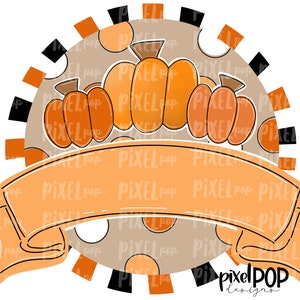 Pumpkin Trio Circle with Banner Tan PNG | Halloween Fall Design | Halloween | Happy Halloween Digital Art | Printable Art | Digital Download