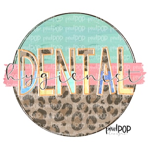 Design de leopardo e hortelã de higienista dental | Higiene dental DH | Arte desenhada à mão | Design de dentista dental PNG | Arte médica | Download digital