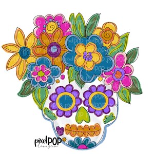 Floral crâne en sucre PNG | Halloween | Art du crâne | Conception de crâne | Art de sublimation de crâne | le jour des morts | jour des morts | Halloween