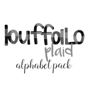 Conjunto de letras do alfabeto digital desenhado à mão Buffalo Plaid | Fonte Alphapack | Aquarela | PNG | Letra de Doodle de Sublimação | Letras de Transferência