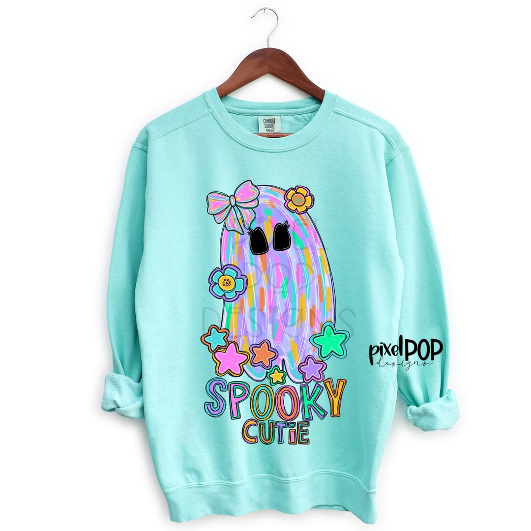 Ghost With Bow Flowers and Stars Spooky Cutie PNG Design Girlie Ghost ...