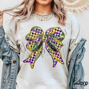 Mardi Gras Harlequin Faux Sequin Glitter Coquette Bow PNG | Arte de Nova Orleans | Design pintado à mão | Mardi Gras | Download digital | Clip Art