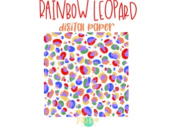Rainbow Leopard Print Digital Paper PNG | Rainbow Sublimation | Animal Print | Sublimation | Digital Download | Digital Scrapbooking Paper