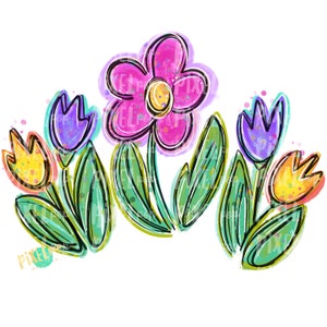 Painted Spring Flowers PNG | Painted Flowers | Spring Flower Sublimation Design | Heat Transfer PNG | Digital Download | Printable Art
